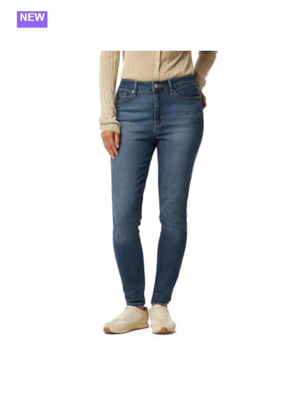 Mid Rise Skinny Jeans Vintage Worn-In Look Comfort Waistband